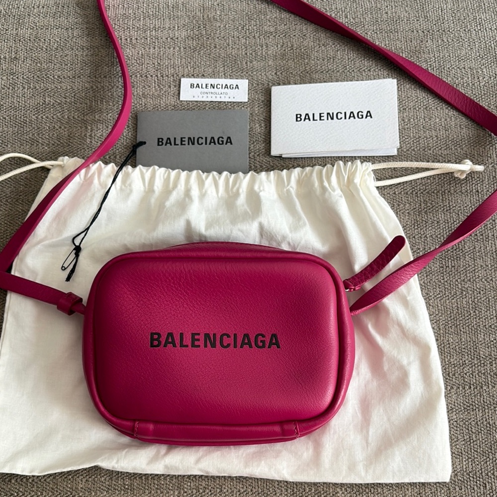 Balenciaga Pink Leather Crossbody Bag with Logo